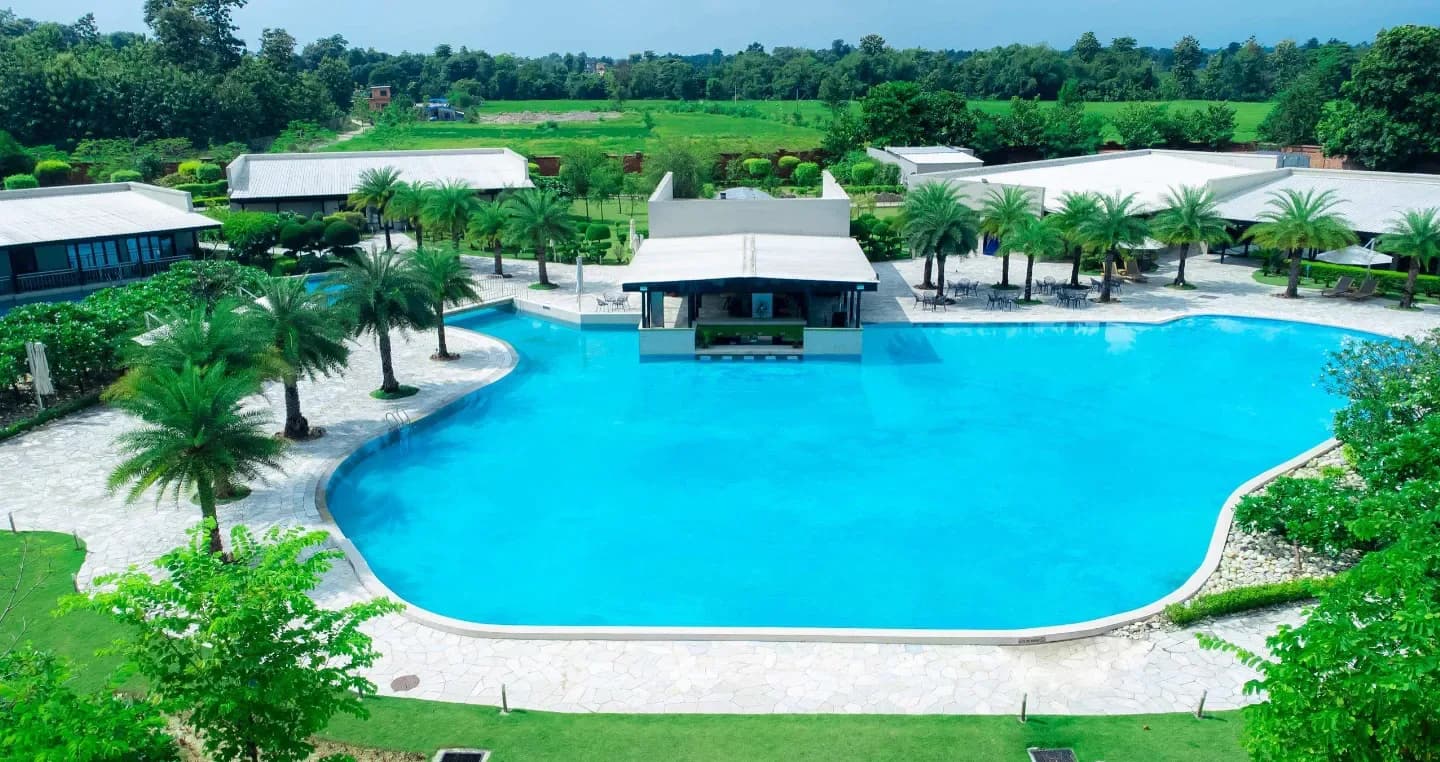 Biggest Swimming Pool in Nepal is at Tiger Palace by Soaltee with tropical vibe