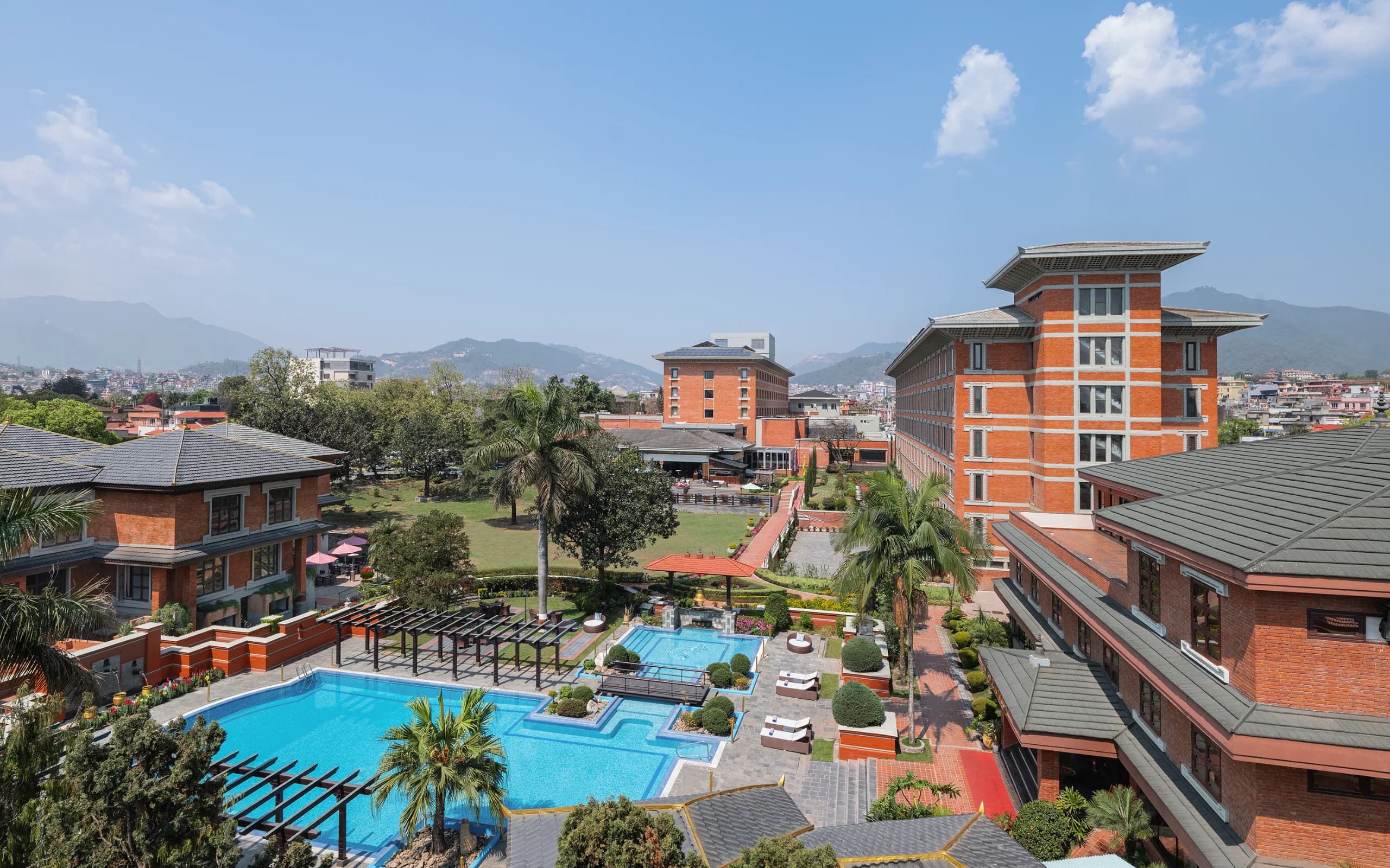 Pool side view of Soaltee kathmandu at Noon