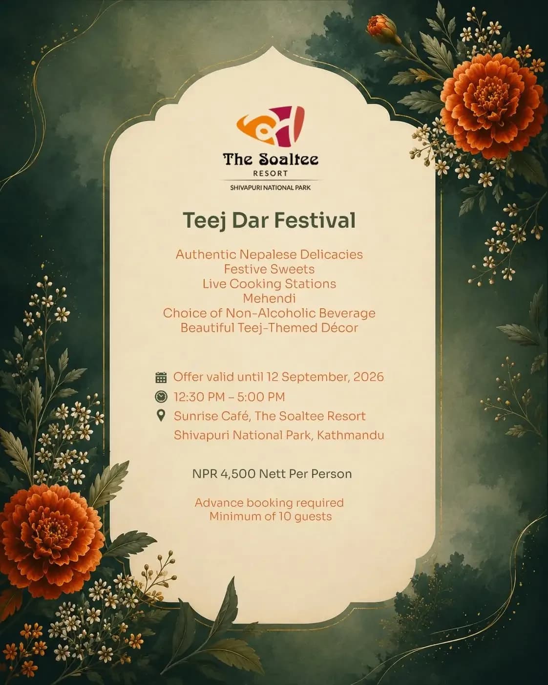 Teej Dar Festival 2026 in Kathmandu at The Soaltee Resort Shivapuri National Park