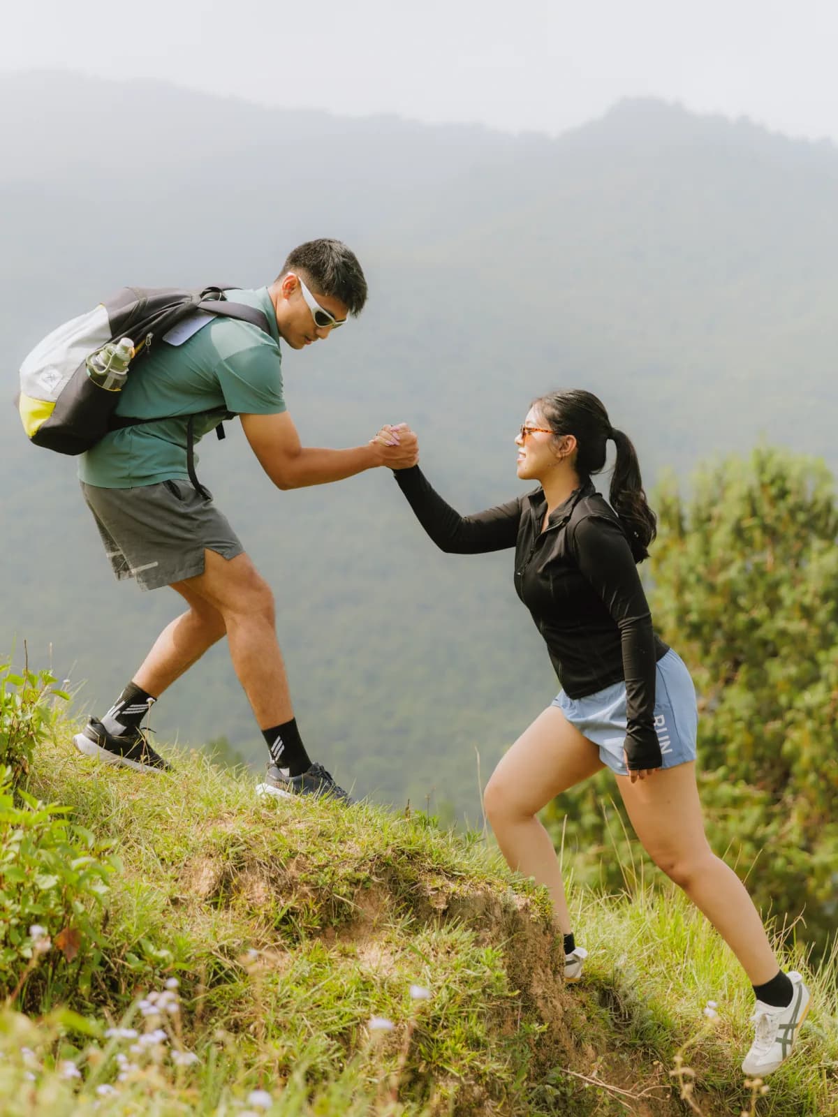 couples hiking at soaltee westend resort nagarkot