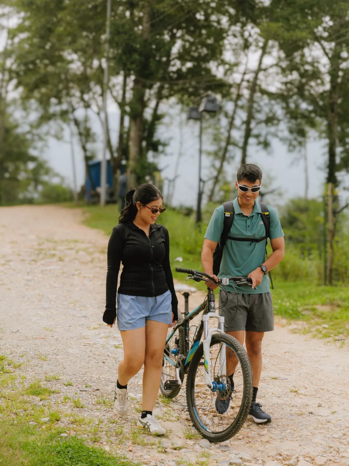 couples cycling at soaltee westend resort nagarkot